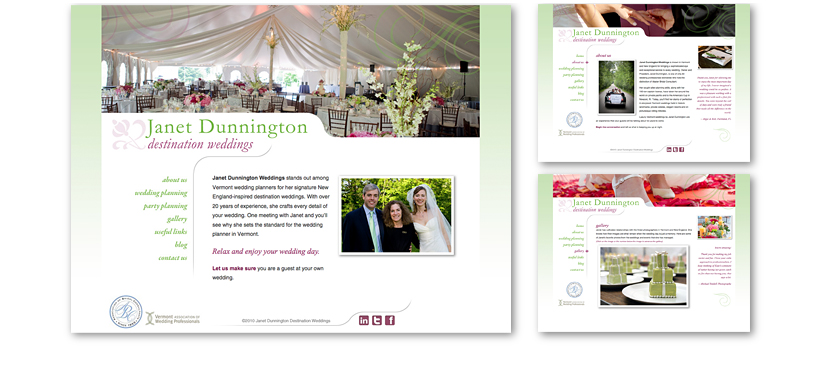 Janet Dunnington weddings website